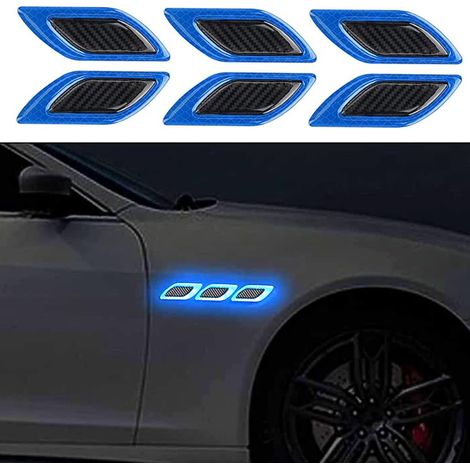 6er-Pack 3D-Reflexstreifenaufkleber, reflektierende Aufkleber für die Motorhaube, hochintensive reflektierende Aufkleber für die Sichtbarkeit bei Nacht bei Auto-SUV (blau)
