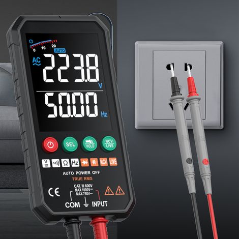 Multimètre intelligent à comptage, voltmètre à écran tactile avec test de température, affichage LCD FY107C (1/5)