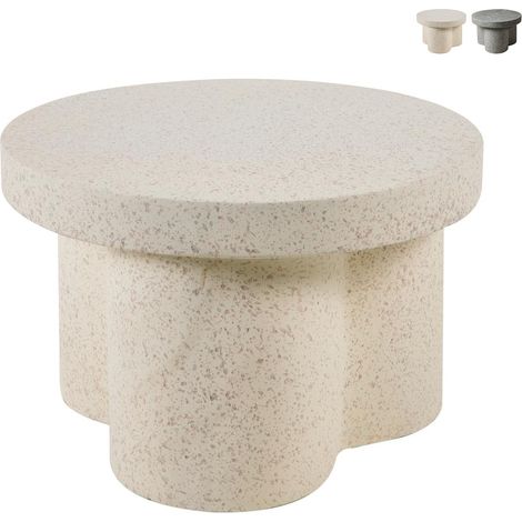 Tavolino rotondo 54cm da esterno in poliresina effetto pietra In & Out - Bianco