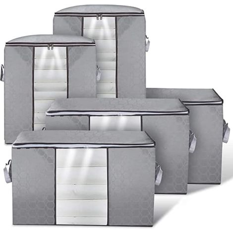 Lot de 5 boîtes de rangement pour vêtements, 60 x 42 x 36 cm (L x l x H) (1/5)