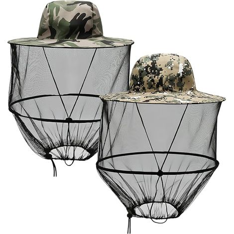 Chapeau de Protection Moustiquaire, Masque Anti-Mouches Solaire avec Voile, Chapeau d'Apiculteur, Protection UV 360°, Randonnée Plein Air Camping Pêche (1/5)