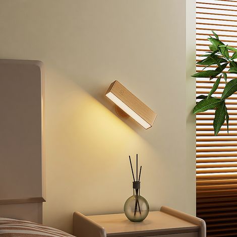 Lampe murale en bois magnétique lampe de chevet lampe de chambre lampe murale en bois massif lampe de couloir d'allée tactile lampe murale de salon (1/3)