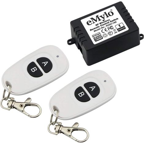 eMylo Commutateur de télécommande RF sans fil intelligent 220V 1 canal 1000W interrupteur d'éclairage Module de relais RF 433Mhz un récepteur avec deux contrôleurs d'émetteur (1/5)