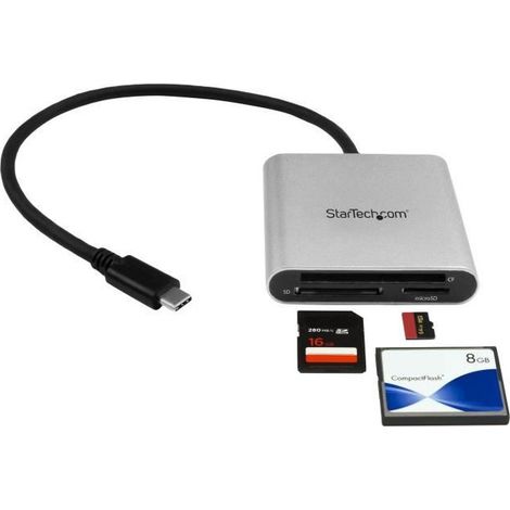 StarTech.com FCREADU3C lecteur de carte mémoire USB 3.2 Gen 1 (3.1 Gen 1) Type-C Noir, Argent