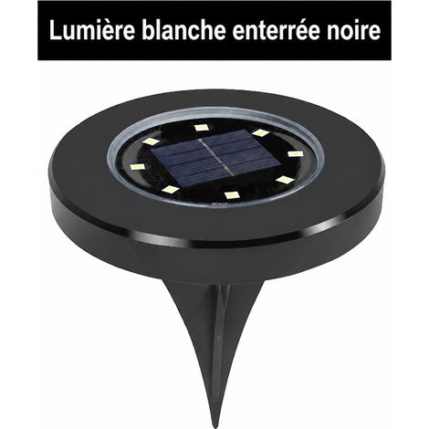 Spot solaire encastrable 8 LED lumière blanche boîtier noir 115x126 mm 8led réf 9474 200 g – Livraison gratuite