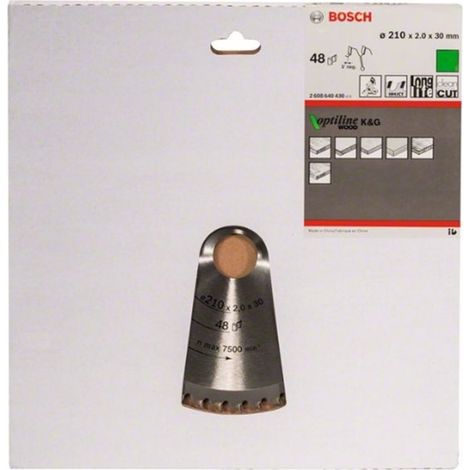 BOSCH DISCO SIERRA OPTILINEWOOD Diámetro disco x eje (mm) 210x30 Número de dientes 48