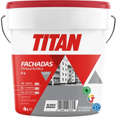 Peinture Façade Acrylique Mat F-4 Blanc Haute Résistance Aux Intempéries Et Durabilité - Titan