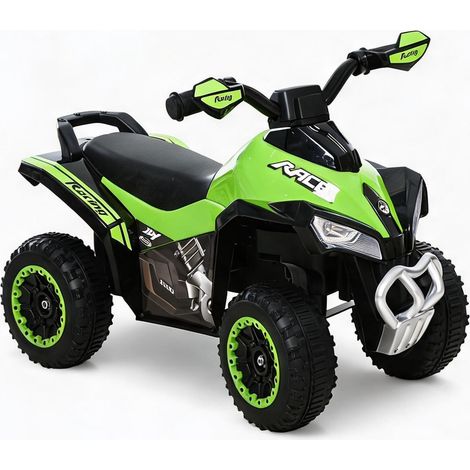 Quad enfant à conduction à pieds en PP et métal vert et noir (1/5)