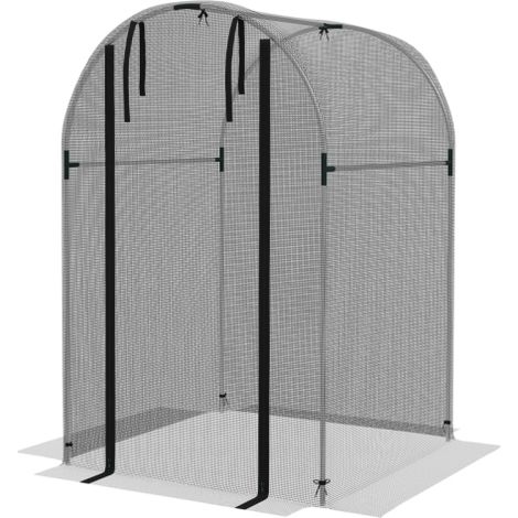 Filet anti-oiseaux, protection des plantes, robuste, porte avec fermeture éclair, 120x120x188 cm, Noir/Argent