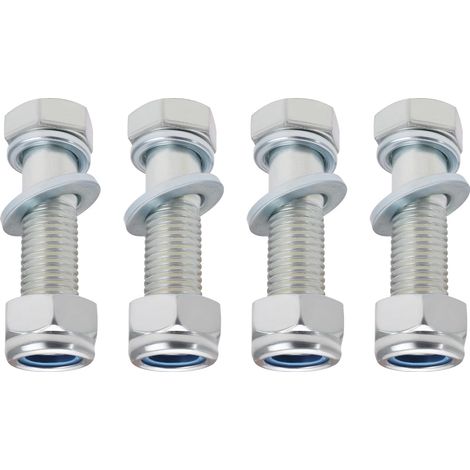 Lot de 4 Boulons Barre Remorquage M16 X 60 Mm avec écrou Rondelle à Ressort Rondelle Plate à Utiliser avec Boulons Crochet de Remorquage Barre Remorquage à Bride Standard Argent (1/5)