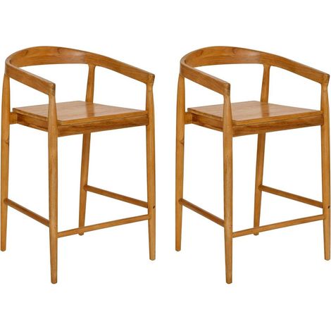 Lot de 2 Chaises de Bar "Miyako" 95cm Marron (1/5)