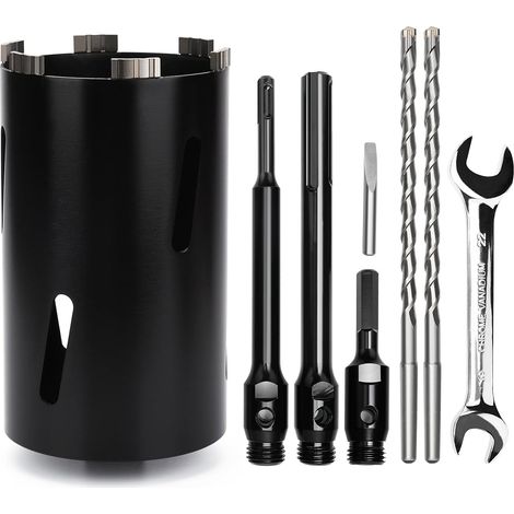 Couronne de forage de 125 mm, longueur utile 200 mm avec mandrin SD Plus 220 mm, Sds max 220 mm, mandrin hexagonal 110 mm, foret de centrage 10 x 240 mm, pour maçonnerie (1/5)
