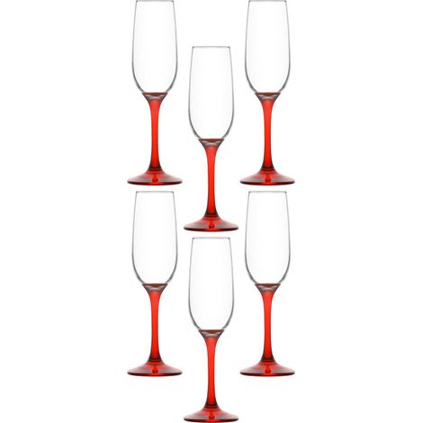 6 Calice in vetro rosso  fluite champagne per la tavola natalizia  eleganti ottima idea regalo per natale cc 215 (1/5)