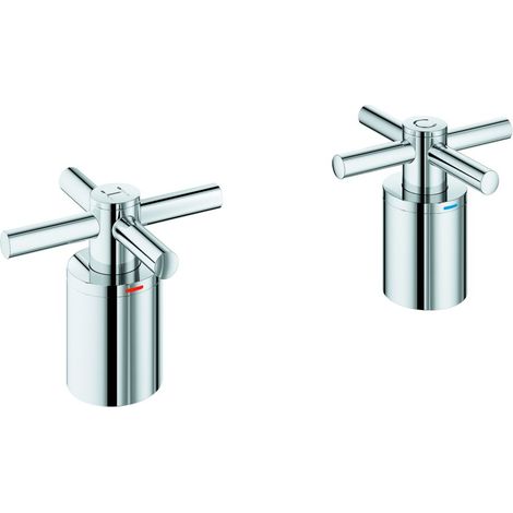 Grohe Atrio Kreuzgriffe für Badarmaturen, 1 Set mit H und C Markierung, 1 Set ohne Warm-Kalt-Markierung, Warm Sunset (1/2)