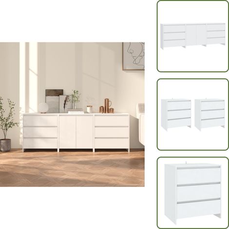 Buffets 3 pcs Blanc Bois d'ingénierie - Buffet Blanc - Meuble Rangement - Commode - Armoire Laterale - Mobilier Salon (1/5)