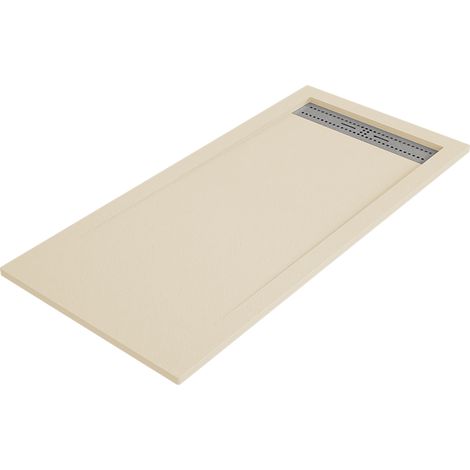 Plato de ducha BIDAI 70x140 cm Crema rejilla acero (1/5)