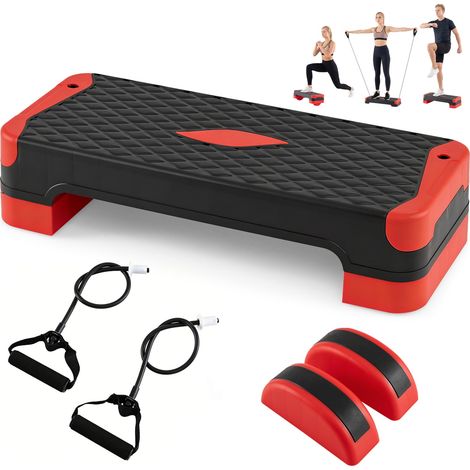 COSTWAY Step Fitness Antiscivolo e Regolabile in 4 Altezze (Rosso) (1/5)