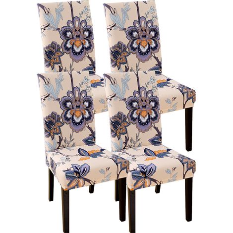 Lot de 4 housses élastiques pour chaises de salle à manger, housses de tabouret modernes et simples, style 4 (1/5)