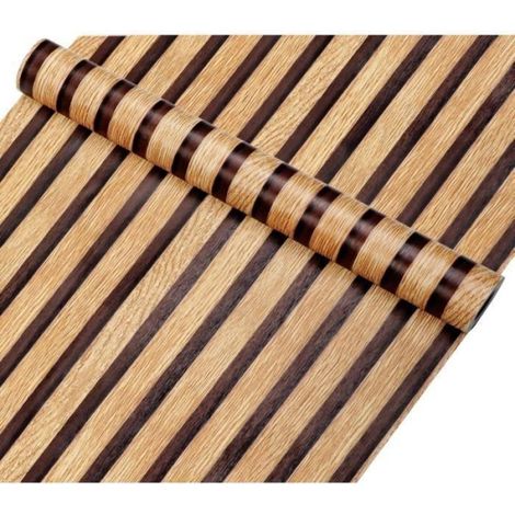 Papier peint effet bois Beige Marron 0.45x10M panneaux en bois au look moderne (1/3)