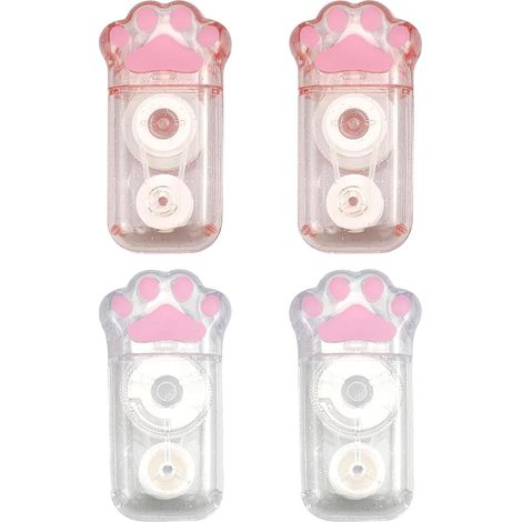 4 rouleaux de ruban correcteur 5 mm x 6 m, mini ruban correcteur en forme de pattes de chat, joli motif de patte de chat coloré, adapté aux fournitures scolaires et de bureau. (1/5)