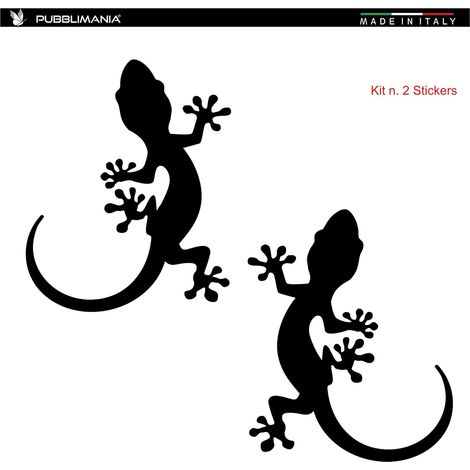(Noir brillant 30x33cm cm) Lot de 2 - Gecko Lizard - Autocollants pour voitures, motos, ATVs etc. (1/5)