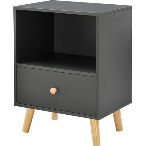 Mesita de noche con cajón 54 x 40 x 30 cm gris oscuro 030008690