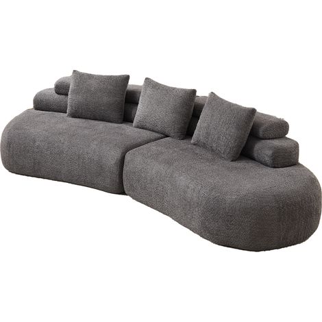 Modulares gebogenes Sofa aus Chenille in Anthrazit, Halbmond-Design, 3-teilig (1/5)