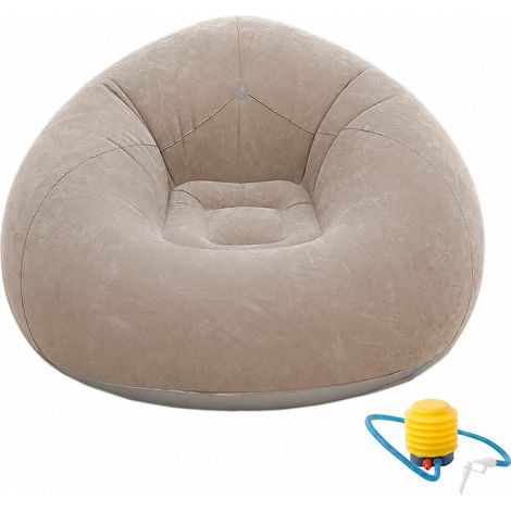 Fauteuil gonflable, pouf gonflable avec pompe à pied, café (1/5)
