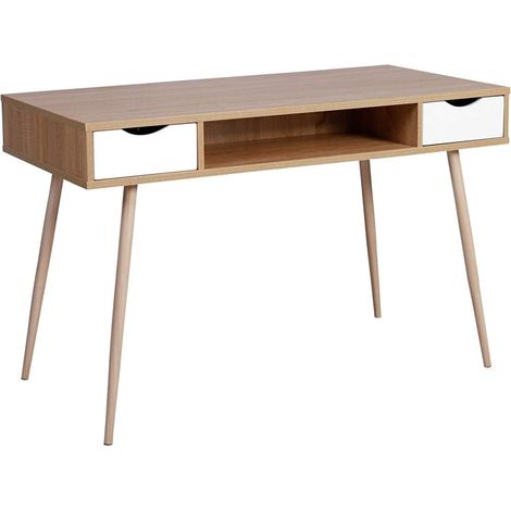 Mesa de ordenador con tres opciones de almacenamiento 120 cm MDF color roble 190000539 (1/4)