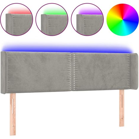 Maison Exclusive - Cabecero con LED de terciopelo gris claro 147x (1/5)