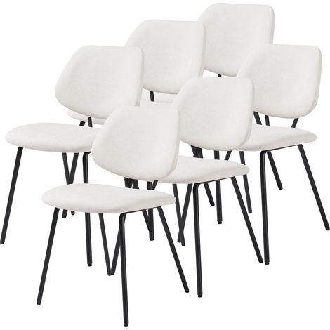 Esszimmerstuhl Köma 6er Set Webstoff Beige [en.casa]