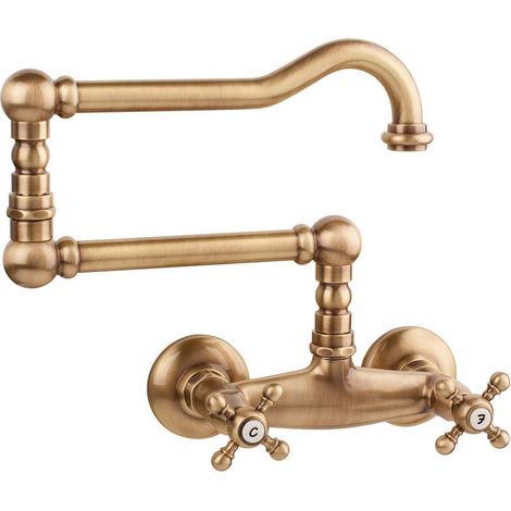 Mezclador de fregadero de pared con caño articulado Porta & Bini Old Fashion 62552BR Bronce (1/2)