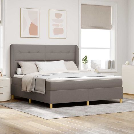 Boxspringbett mit Matratze Taupe 200 x 180 cm Stoff (1/5)