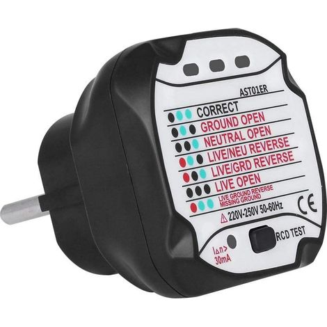 Lntyq AST01 Socket Tester, GFCI Testeur de Prises de Courant Détecteur de Circuit Électrique Automatique (220V EU Plug) (1/5)