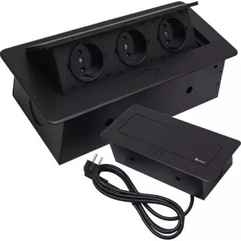 NovaTech Dreifach Einbau Steckdosenleiste Arbeitsplatte 22 x 10,8 x 6,5 cm - Elegantes Design Und Schneller Stromzugriff