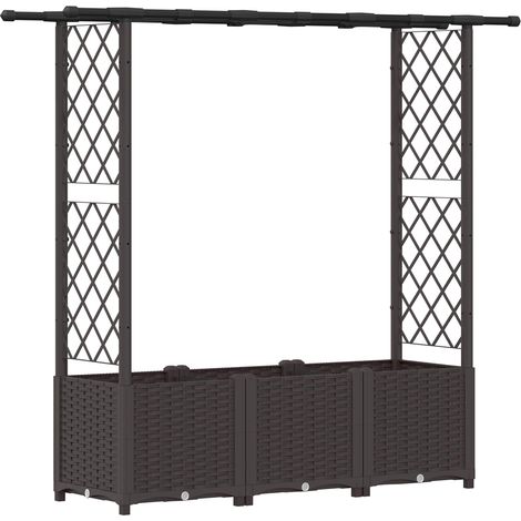 Fioriera da giardino Letto Rialzato con Griglia e Tetto Marrone 162,5 x 40 x 136 cm (1/5)