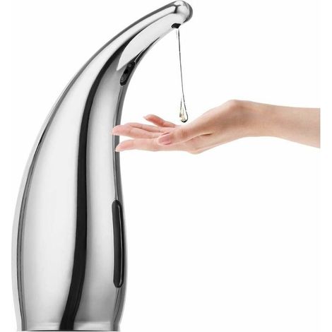 Dispenser di sapone automatico, senza contatto, a infrarossi, 300 ml, elettrico, per bagno o cucina, argento (1/3)