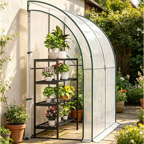 Serre de jardin 200x100x210 cm métal PE blanc HAVRYA (1/4)