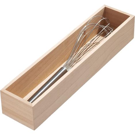 range-couverts pour la cuisine, organisateur cuisine en paulownia pour les tiroirs et placards, casier range-couverts pour les tiroirs de cuisine, beige, Naturel (1/5)
