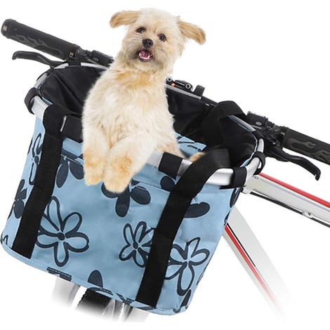 Cestino pieghevole staccabile per bicicletta, ideale per picnic, shopping e spostamenti quotidiani, colore blu. (1/4)