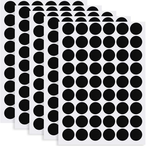 Noir 5 Feuilles/270 Pcs Cache Vis Auto-adhésifs, Couvre Vis Autocollants pour Trous de Vis, Capuchons Adhésifs Ø21 mm, Autocollants de Couverture Meubles pour Vis Porte Armoire Meubles (1/4)