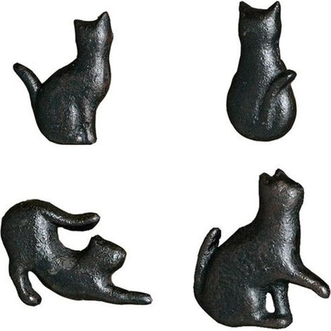 Lot de 4 poignées porte et tiroir en fer forgé forme chat (1/5)