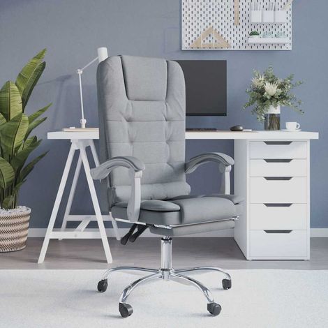 vidaXL Silla de oficina reclinable con masaje de tela gris claro (1/5)