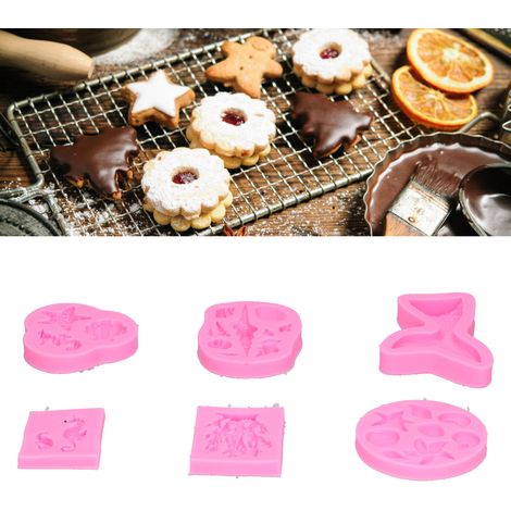 Lot de 6 moules en silicone en forme de coquillage marin pour fondant, gâteaux et chocolats - Outils de décoration - Rose (1/5)