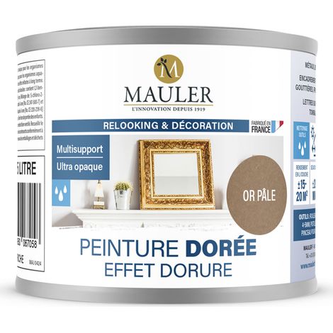 Peinture effet dorure multisupport - 5L Or Pâle - Qualité air A+ - Peinture dorée Mauler