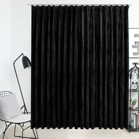 Rideau occultant à crochets, velours, noir, 290 x 245 cm (1/5)