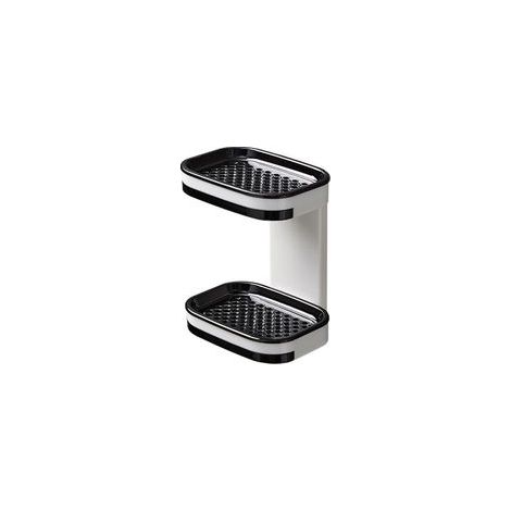 Portesavon double couche avec drainage, support mural pour douche, sans perçage et autocollant amovible pour salle de bain, évier de cuisine (noir) (1/5)