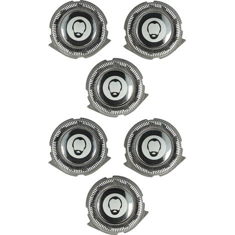 vhbw 6x Replacement Shaver Heads compatible with Philips SW3700 Star Wars Edition, SW3700/07 StarWars Electric Shaver Black Silver