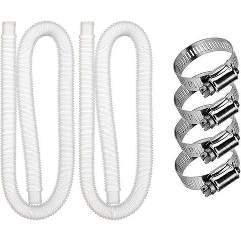 Lot de 2 tuyaux de rechange pour piscine, accessoire pour pompe de filtration avec 4 clips métalliques, tuyau de 150 cm (59 pouces) de long pour pompe Intex 607637, accessoires pour piscine