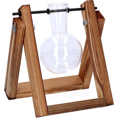 Blumenhalter aus Holz mit Glas 1 Platz cm14h16 (1/2)